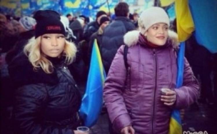 Сергей Лазарев показал фото Рианны и Ники Минаж на Евромайдане