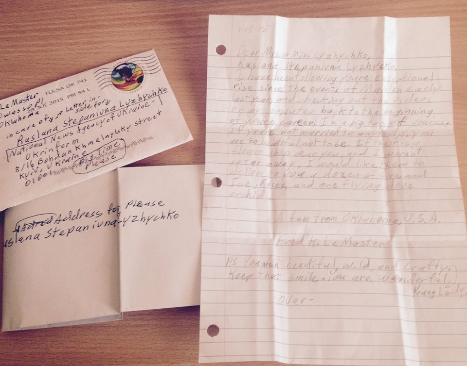 Письмо Руслане от ее поклонника из США